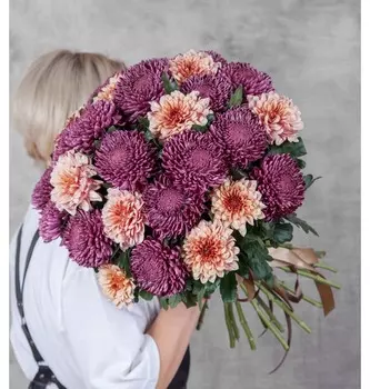 Букет-дуэт хризантем "Изыск" (15,21,35,51 или 75)
