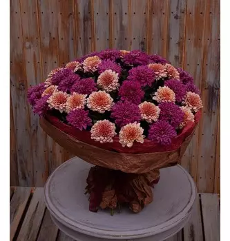 Букет-дуэт хризантем "Ноты осени" (15,21,35,51 или 75)