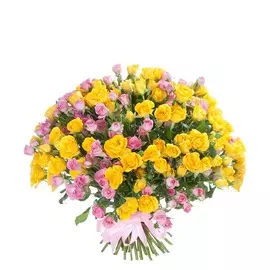 Букет-дуэт из кустовой розы "Краски" (35,51,75 или 101)