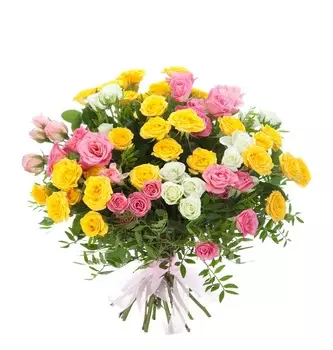 Букет из 15 кустовых роз "Пушинка"