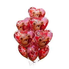 Букет из 9 шаров "Влюбленный медвежонок"