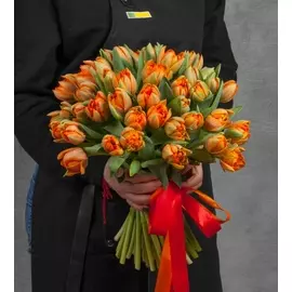Букет из пионовидных тюльпанов Orange Princess (25, 51 или 101)