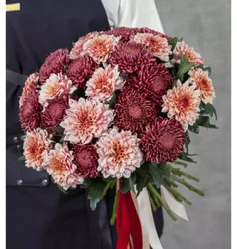 Букет одноголовых хризантем "Фантазия" (21, 35 или 51)