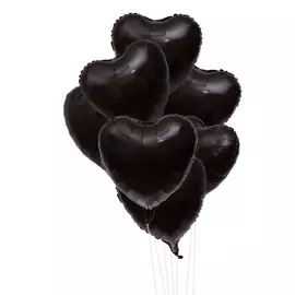 Букет шаров "Чёрные сердца. Голография" (7 или 15 шаров)