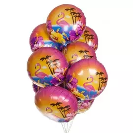 Букет шаров "Фламинго и гибискусы" (9 или 18 шаров)