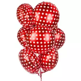 Букет шаров "Горошек на красном" (7 или 15 шаров)