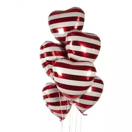 Букет шаров "Полосатые сердца" (7 или 15 шаров)