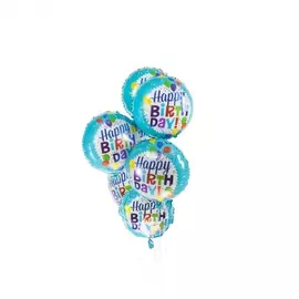 Букет шаров "С Днём Рождения! (Разноцветные шарики)" (7 или 15 шаров)