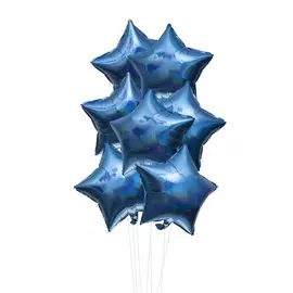 Букет шаров "Синие звёзды. Голография" (7 или 15 шаров)