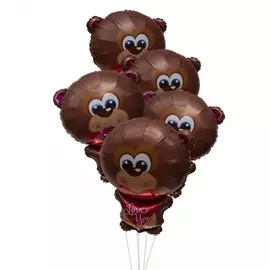 Букет шаров "Влюбленные мишки" (5 или 11 шаров)