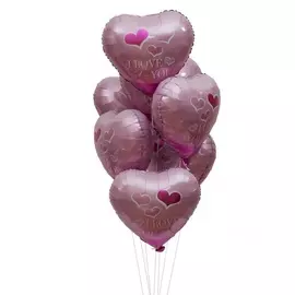 Букет шаров "Я Люблю Тебя! (летящие сердечки)" (7 или 15 шаров)