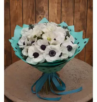 Букет-соло "Белые анемоны" (15,25,35,51,75 или 101)