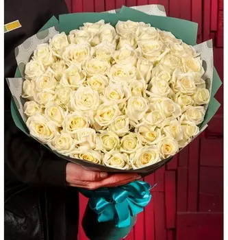 Букет-соло "Белые розы" (15,25,35,51,75,101 или 151)