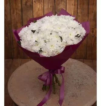 Букет-соло белых хризантем (9,15,25,35,51,75 или 101)