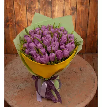 Букет-соло тюльпанов "Double Price"(15,25,35,51,75 или 101)
