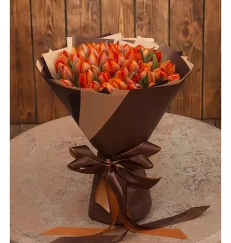 Букет-соло "Тюльпаны Orange Princess" (15,25,35,51,75,101 или 151)