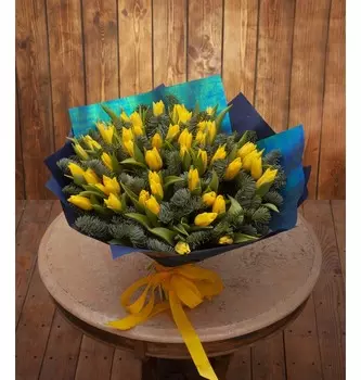 Букет-соло "Тюльпаны Strong Gold" (15,25,35,51,75 или 101)