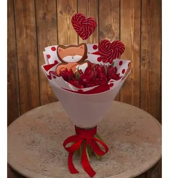 Букет-соло "Влюбленный лисенок" (15,25,35,51,75 или 101)