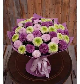 Букет-трио хризантем "Музыка дождя" (15,21,35,51,75 или 101)