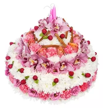 Композиция "Цветочный торт" (40х40см)