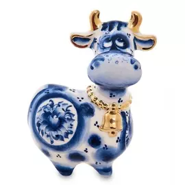Статуэтка "Корова с колокольчиком" (Гжельский фарфор)