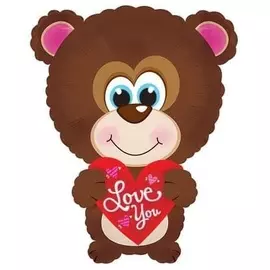 Воздушный шар "Голубоглазый мишка с сердцем" (56 см)