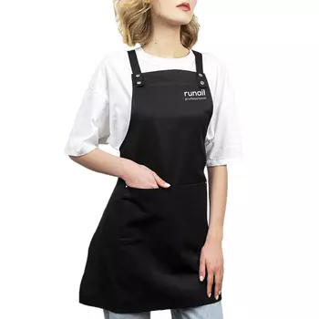 Фартук на люверсах (чёрный, принт лого) №7026