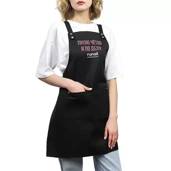 Фартук на люверсах (чёрный, принт розовый)