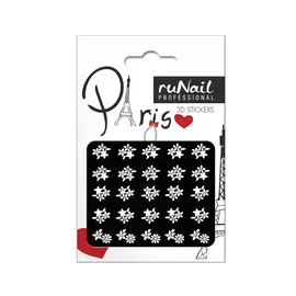 Наклейки для дизайна ногтей 3D (белые цветы) № 1676