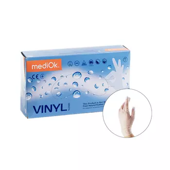 Перчатки виниловые (цвет: бесцветные), размер M