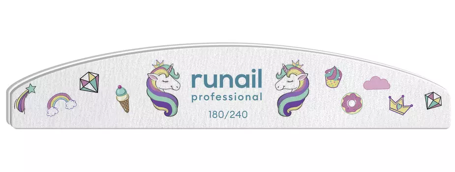 Профессиональная пилка для ногтей "Единорог" (белая, полукруг, 180/240) №6642