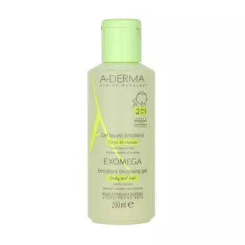 A-Derma Exomega Control - Cмягчающий очищающий гель 2 в 1 200 мл