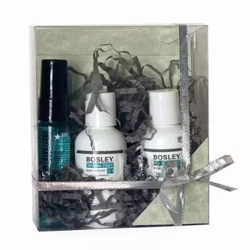 Bosley BosDefense - Набор для мужчин "Уход и профилактика выпадения волос" (Шампунь питательный для нормальных/тонких неокрашенных волос 60 мл, Кондиционер для объема нормальных/тонких неокрашенных волос 60 мл, Масло для волос и тела 25 мл)