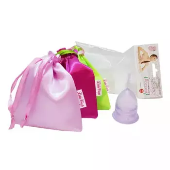 Чаша менструальная "Практик" в атласном мешочке, сиреневая S