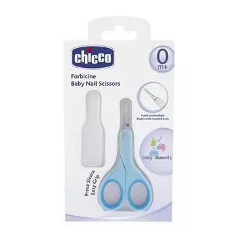 Chicco - Ножницы детские из нержавеющей стали с закругленными концами голубые 0 мес +