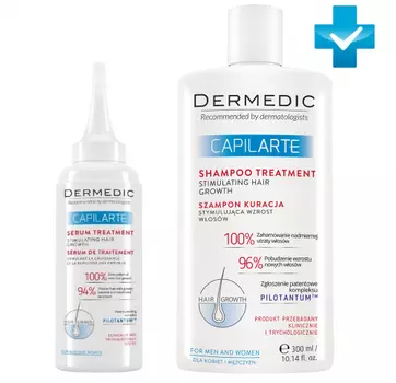 Dermedic Capilarte - Набор (Шампунь стимулирующий рост волос 300 мл, Сыворотка стимулирующая рост волос 150 мл)