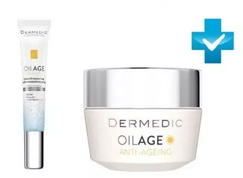 Dermedic Oilage - Набор (Дневной питательный крем для восстановления упругости кожи 50 г, Концентрированный крем против морщин для кожи вокруг глаз 15 г)