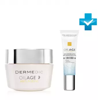 Dermedic Oilage - Набор (Ночной крем для восстановления упругости кожи 50 г, Концентрированный крем против морщин для кожи вокруг глаз 15 г)