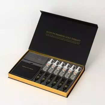 Ellevon Premium Gold Therapy - Антивозрастная программа Золотая терапия (Золотые Листы 18 шт, Омолаживающая Ампула 6*5 мл, Омолаживающая Маска 6*10 мл)