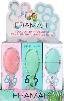 Framar - Распутывающая щетка для волос в накопителе "Тропические грезы" 9 шт