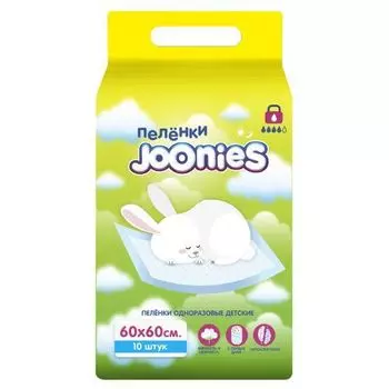Joonies - Пеленки детские одноразовые 60х60 см 10 шт