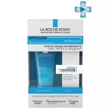 La Roche-Posay Effaclar - Набор (Очищающий пенящийся гель 50 мл, Корректирующий крем-гель для проблемной кожи 15 мл)