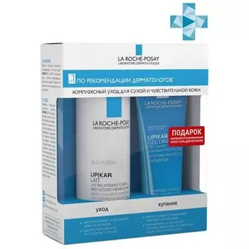 La Roche-Posay Lipikar - Набор (Липикар молочко 400 мл, Липикар очищающий гель 100 мл)