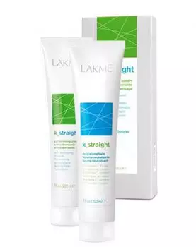 Lakme K_Straight "1" - Комплекс для выпрямления пористых и ослабленных волос (Выпрямляющий крем 200 мл, Нейтрализующий бальзам 200 мл)
