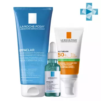 Набор для жирной проблемной кожи с защитой от солнца (очищающий пенящийся гель 200 мл + ультра-концентрированная сыворотка 30 мл + солнцезащитный матирующий гель-крем 50 мл)