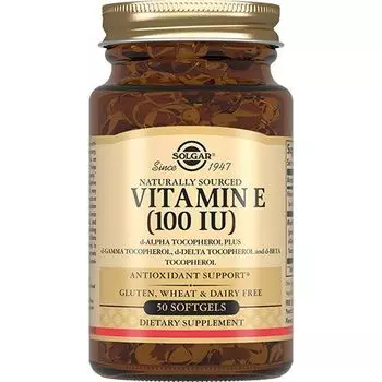 Solgar - Витамин Е, для сохранения молодости и эластичности кожи 100ME 50 капсул