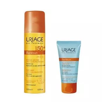 Uriage Bariesun - Набор (Спрей SPF 50+ 200 мл, Восстанавливающий бальзам после солнца 50 мл)