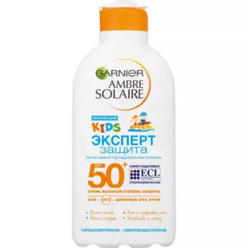 Увлажняющее солнцезащитное молочко детское "Эксперт защита", водостойкое, гипоаллергенное, SPF 50+, 200 мл
