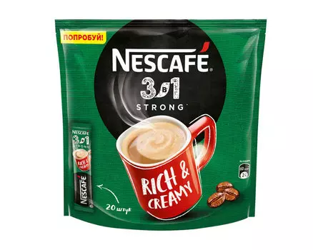 Кофе растворимый Nescafe Classic крепкий 3 в 1, 20 стиков (Нескафе)