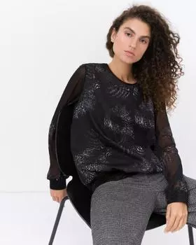 Блузка, р. 52, цвет серо-черный